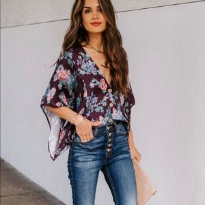 Ellsworth floral button down kimono top
